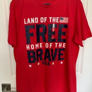 NWT Red, White & Blue Shirt, Mens Large, Land‎ of the Free Home of the Brave USA